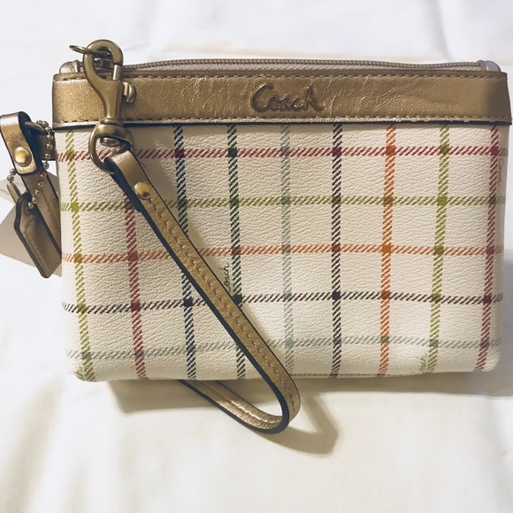 🆕👛Coach Heritage Tattersall Wristlet Multicolor - Picture 3 of 4